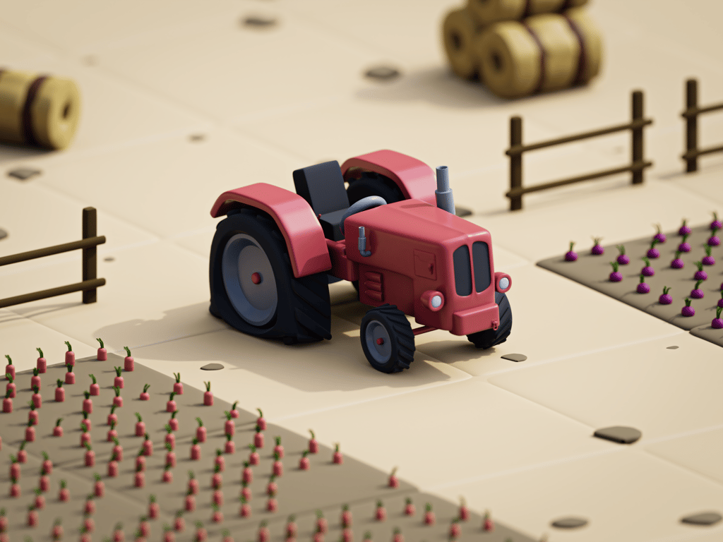 Red robot tractor