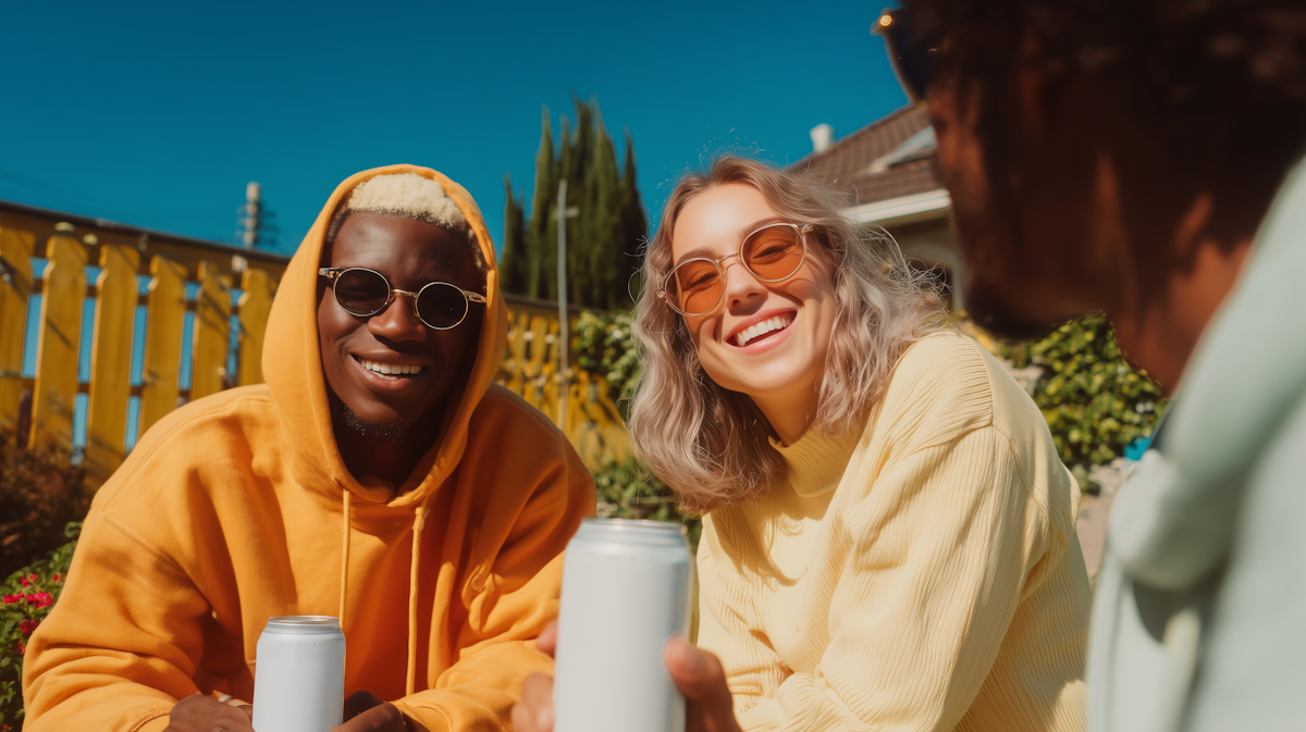 Smiling participant in an orange hoodie